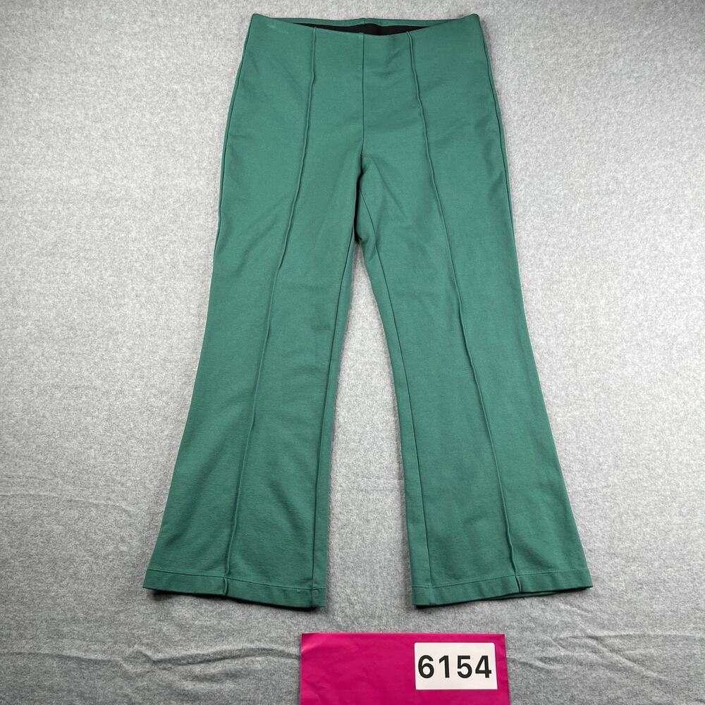 A New Day Wide Leg Stretch Pants Green Womens Medium Elastic Waist Casual